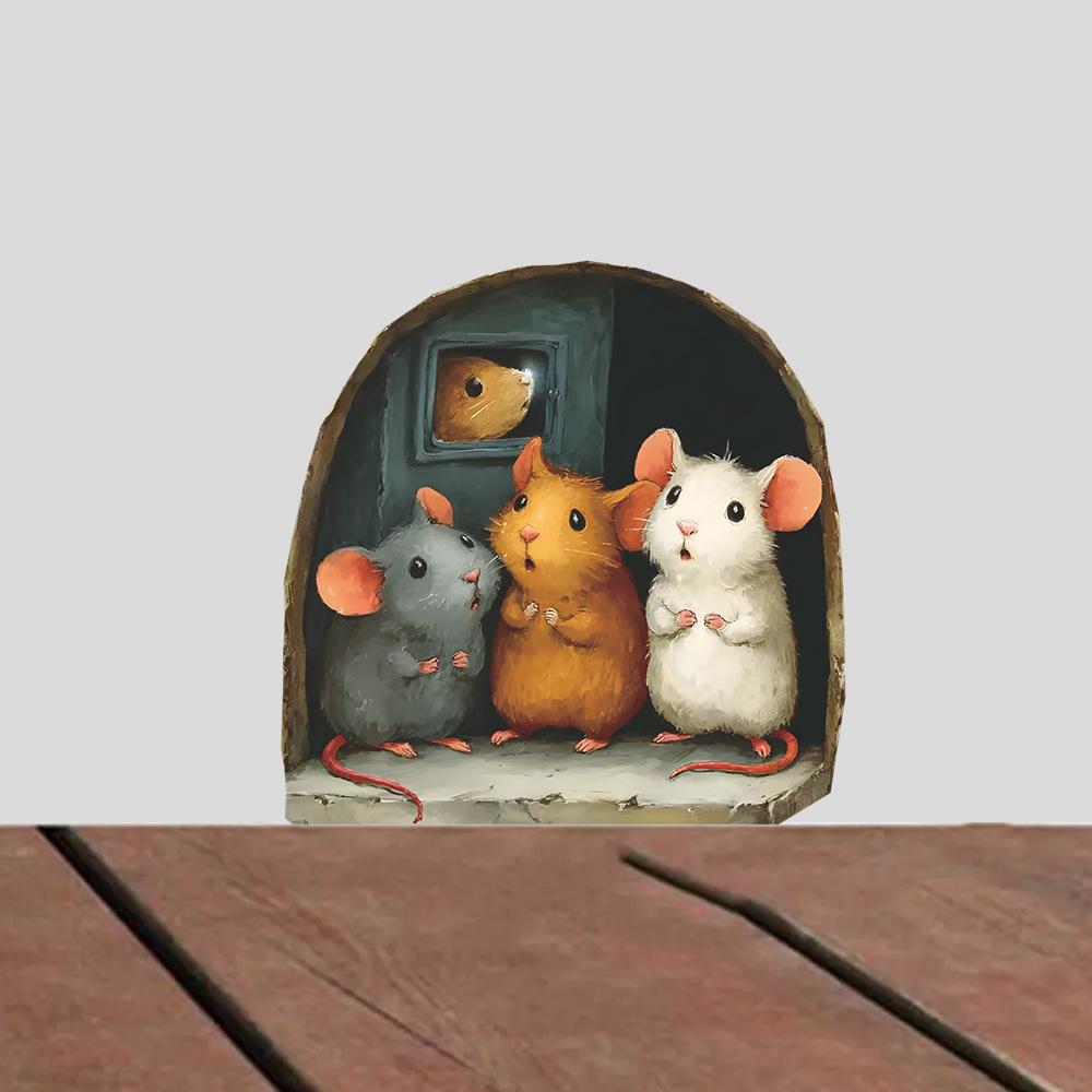 DIY Home Decoration Wall Stickers with Cute Little Mouse Holes Can Be Stuck At Will