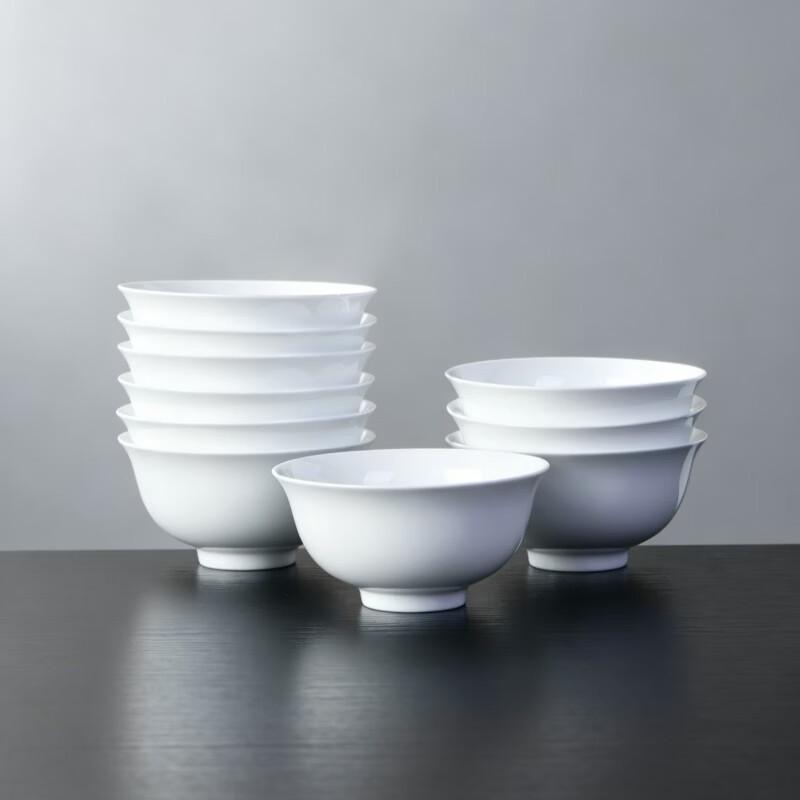 Hao Ya 2026 Underglaze White Porcelain Rice Bowls - Set of 10