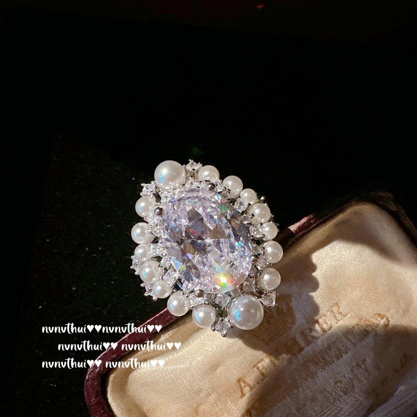 Fairy Pearl Tears, Pigeon Egg Gemstone Ring, Magnificent, 18K Gold-Plated, Love Water Drop Zircon Necklace.