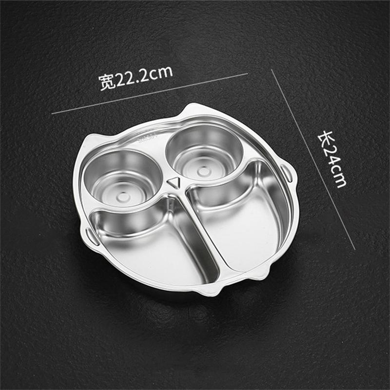 304 Stainless Steel Dinner Plate Food Grade Divided Serving Tray Kitchen Dishes Lunch Container For School Canteen Tableware