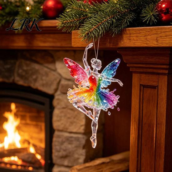 Fence Branch Decorations 2Pcs Glitter Ballet Girl Keychain, 2D Acrylic Hanging Pendant for Bag Backpack, Sparkling Personalized Gift Ideas Dancer Car