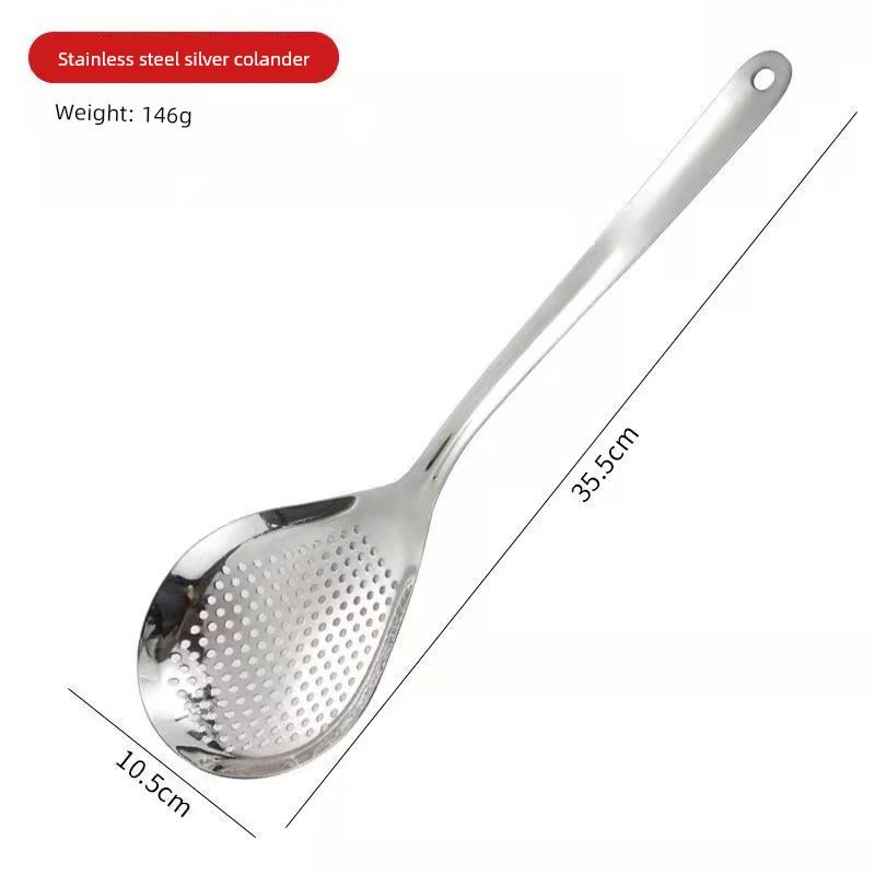 Pepper Big Strainer 304 Stainless Steel Spoon Long Handle Large Cooking Spoon Heart-Shaped Soup Ladle Perforated Ladle For Home Hot Pot Spoon
