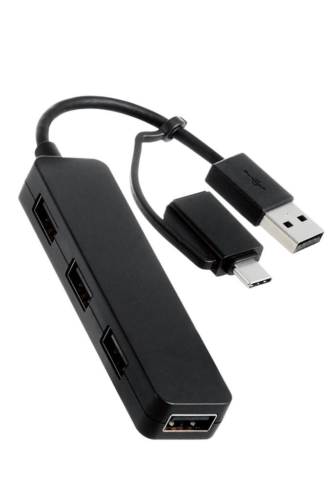 ELECOM USB Hub with 4 2.0 Type-C Adapter, Ports, Black, U2H-CA4003BBK