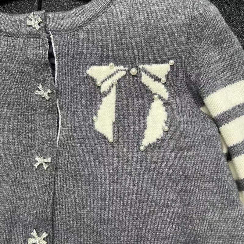 2025 Winter College Style Beaded Bow Knit Cardigan for Women