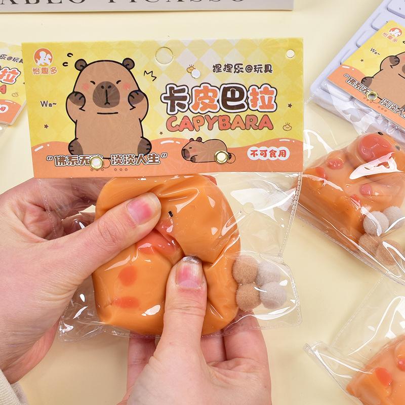 Capybara Slow-Rising Squeezy Toy Stress Relief Sensory Fidget for Adults Kids Creative Fluid Anxiety Relief Gift Fun Desk Decor