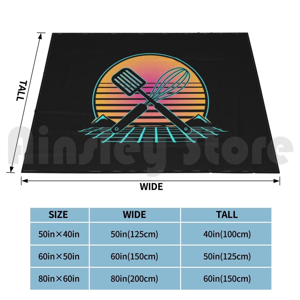 Cooking Chef Retro Sunset Outrun Blanket For Sofa Bed Travel Cook Chef Baker Pastry Chef Spatula Whisk Home