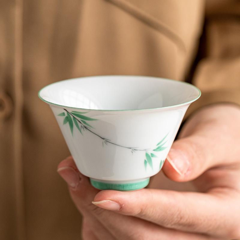 Hand-painted Bamboo Master Cup Ladies Personal Tea Cup Bowl Chinese Ceramic Kung Fu Teaware Retro Tea Ceremony Household Teacups