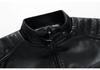 Men's Trendy Leather Stand Collar Motorcycle Jacket for Autumn and Winter