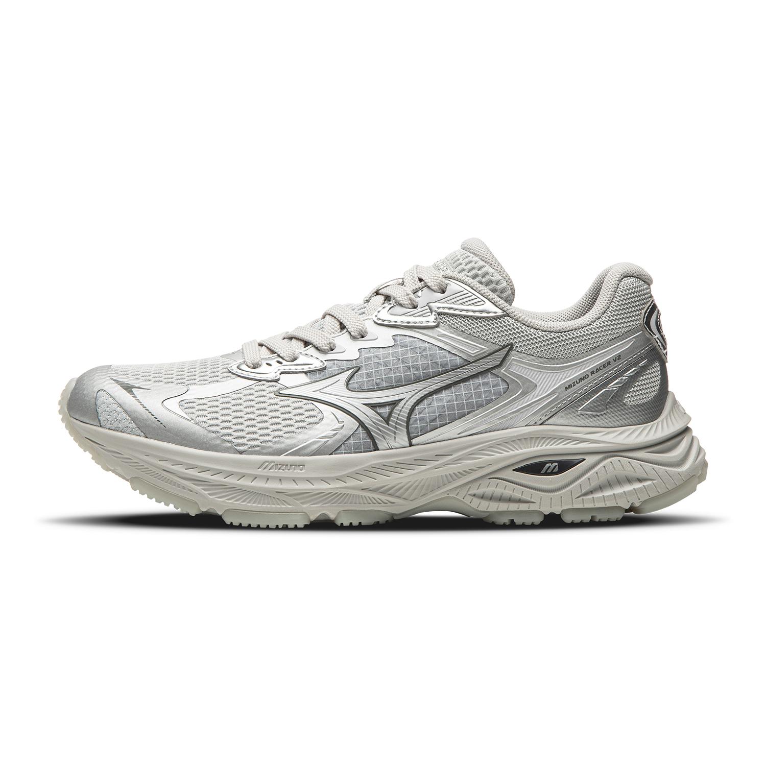Mizuno Racer V2 Soda White Trendy Casual Commuting Sports Comfortable Low-Top Running Shoes Unisex sneaker Silver D1GH250607 36