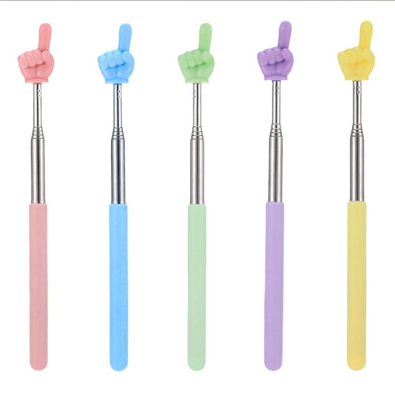 School Office Supplies Steel Teaching Pointer Telescopic Rod Finger Design Teaching Stick Finger Reading Sticks Tools