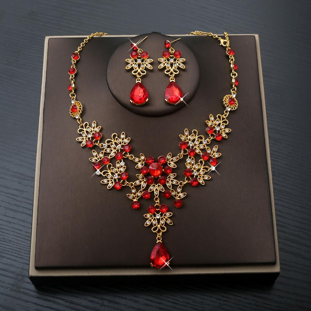 Lucky Star Jewelry Women's Purple 3Pcs Palace Classical Style Baroque Crystal Bridal Rhinestone Necklace Earrings High-End Luxury Banquet Party Dress Zircon Set