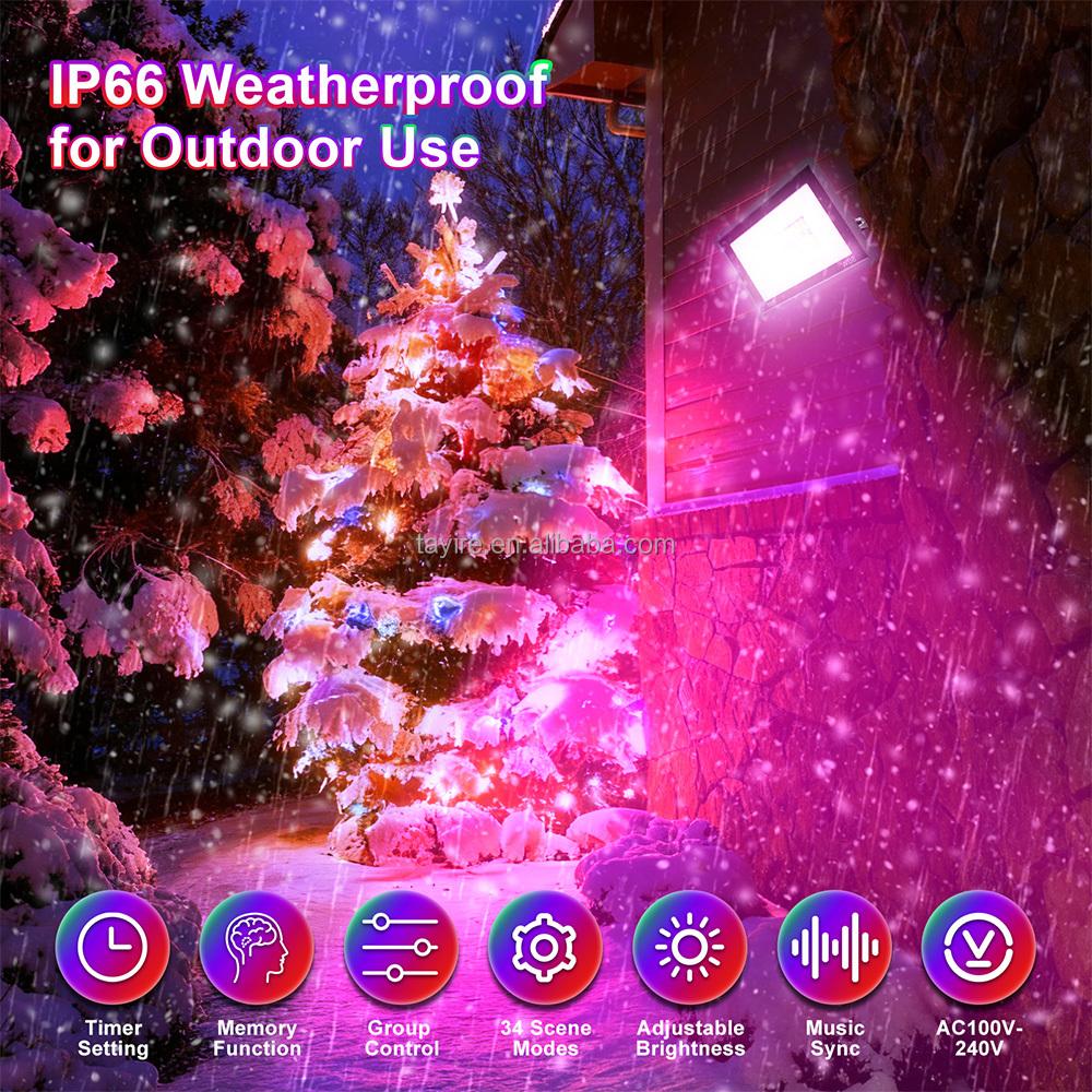 EU Stock RGB Led Floodlight 50W 100W DOB Projector 100-240V Tuya WIFI APP Control Waterproof RGBCCT Lamp RGBCW RGBWW Spotlight