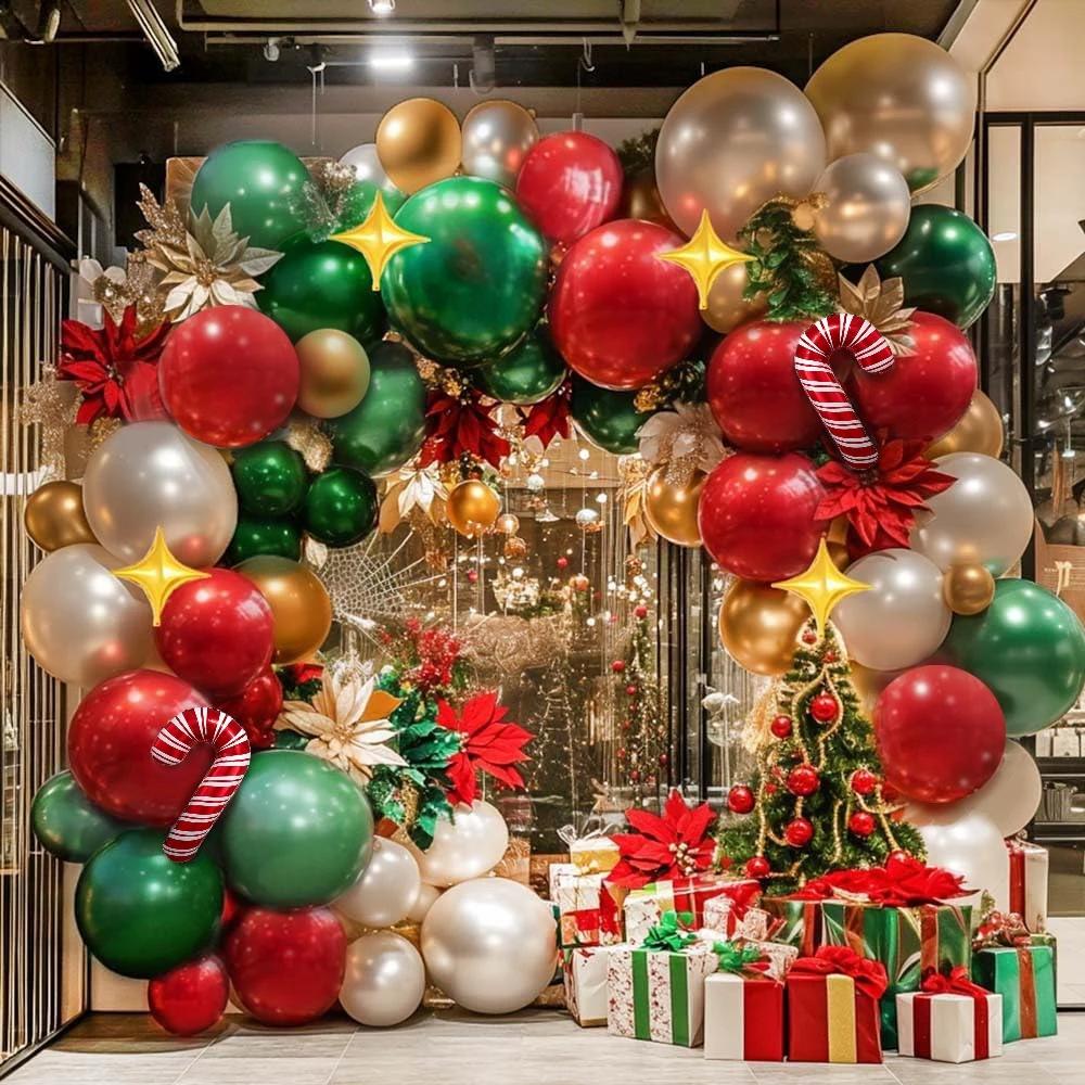 5-139pcs Christmas DIY Decoration Christmas Balloon Set Cane Candy Elk Ginger People Flower Wreath Arched Decoration