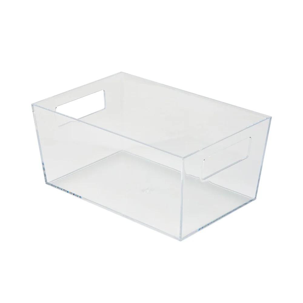 Clear Medium Plastic Storage Bin Home Office Bathroom Organization Desk Accessories Jewelry Cosmetics Multiuse Box with Handles