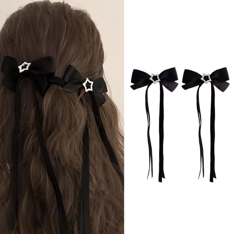 Long Ribbon Bowknot Hair Clip Sweet Girl Ballet Hairpin Women Hair Styling Accessories for Thin Hair French Barrettes