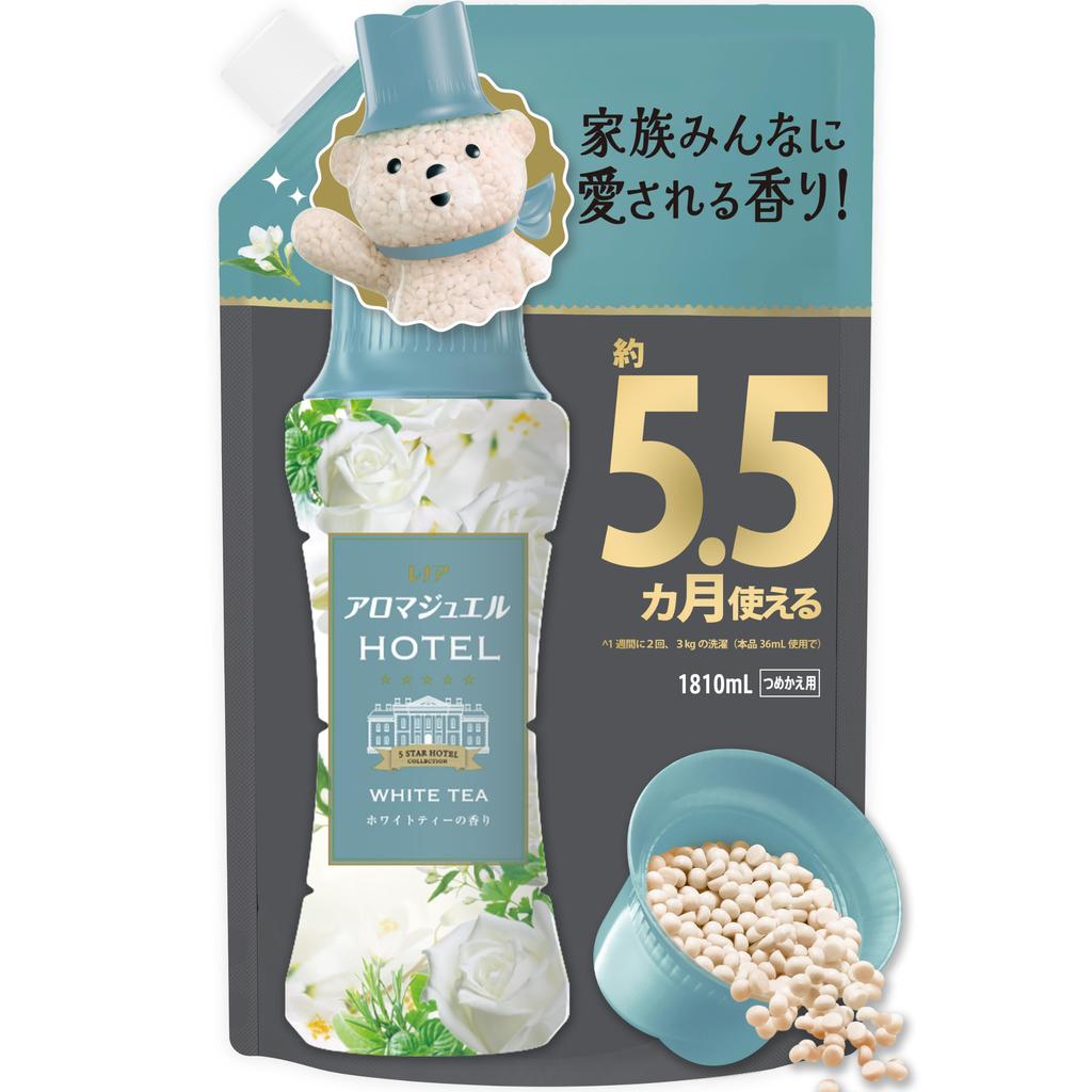 Lenor Aroma Jewel HOTEL Laundry Fragrance Beads, White Tea Scent, Refill 1810mL [Large Capacity] Long-lasting Effect When Used with Fabric Softener.