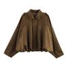 European and American Women's Fashionable Bomber Jacket with Batwing Sleeves and Zipper - Casual 2025 Style.