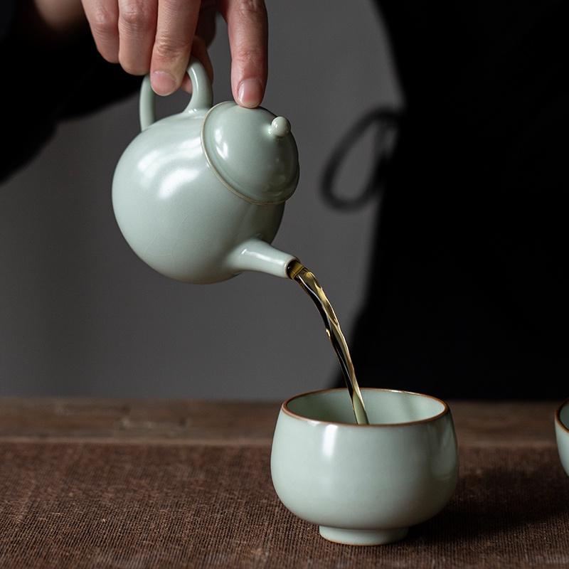 140ml Tianqing Ceramic Tea Cup Vintage Handmade Ru Porcelain Crackle Master Cup