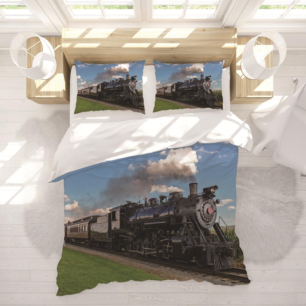 Locomotive Quilt Cover Three-Piece Set, Home Textile Printing