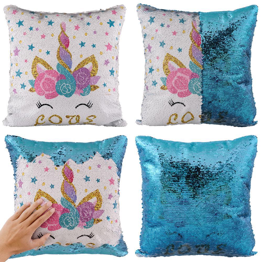 mermaid sequin throw pillow