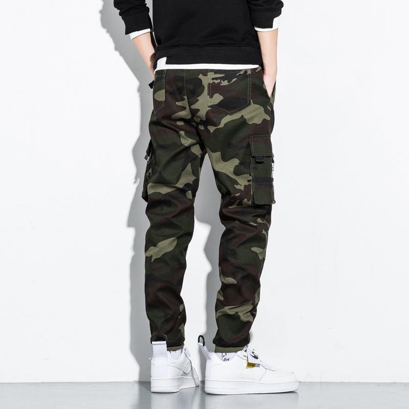 Japanese Style Men's Camouflage Overalls - Loose Casual Pants with Cuffs, Large Size for Teenagers