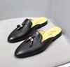 Fashion Men's Luxury Genuine Leather Mules Brown Blue Black - Fashionable Flat Casual Moccasins for Men