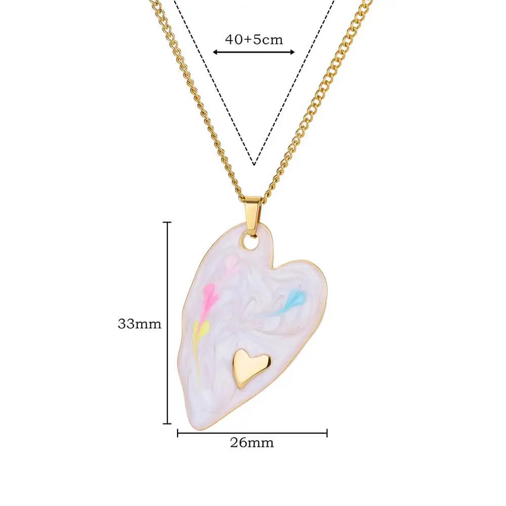 Coloful Heart Stainless Steel Necklace Gold Color Chain Necklaces Choker for Women Trendy Zircon Birthday Gifts Collar Mujer