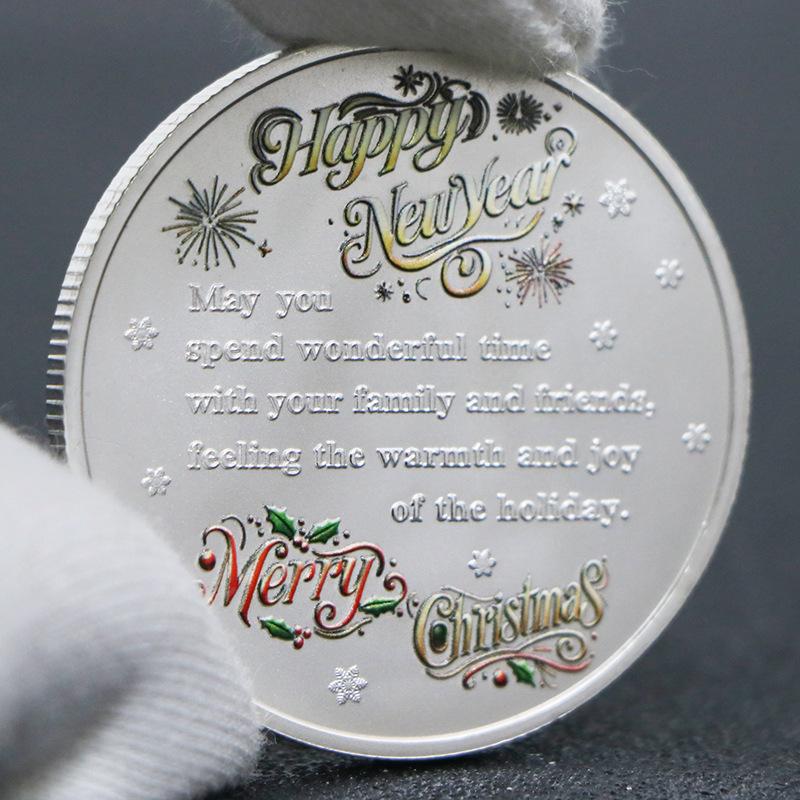 Monete Commemorative Albero di Natale, Regali di Natale, Alto Rilievo, Placcate Oro e Argento, Medaglie Commemorative, Monete Artigianali