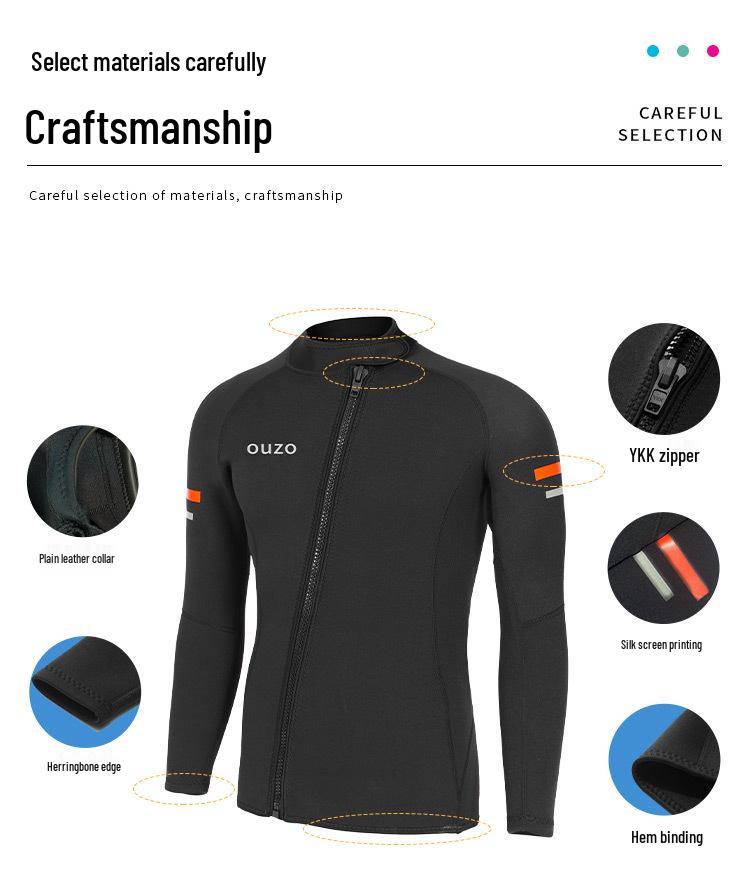 Men's 1.5mm Split Wetsuit: Warm, Long Sleeve, Cold-Proof, UV-Protective for Diving & Surfing