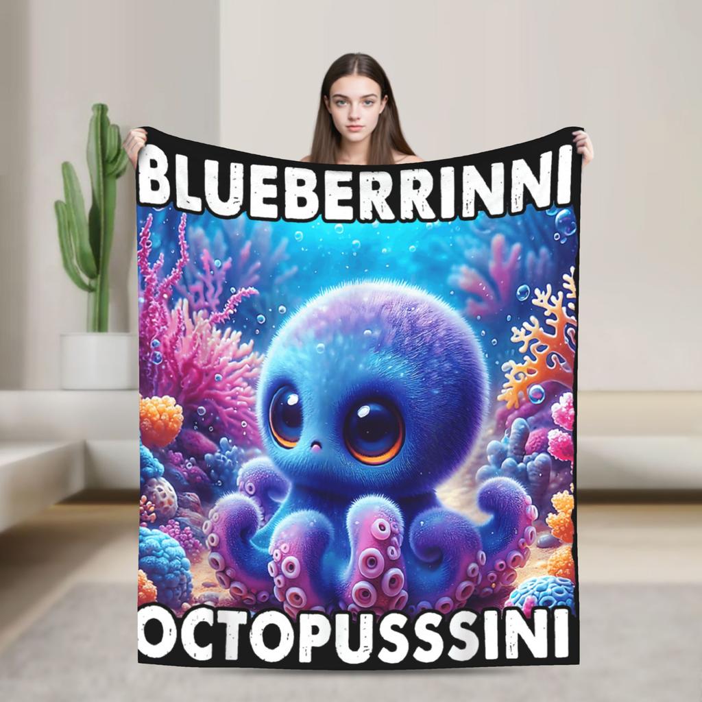 Funny Italian Brainrot Memes Compilation Blanket Travel Flannel Throw Blanket For Home Decor Super Warm Quality Bedspread Gift