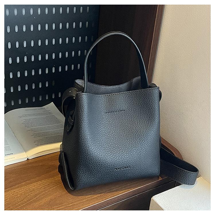 

Сумка-ведро женская 2025 новая модная нишевая с узором личи, универсальная на плечо, сумка-мессенджер