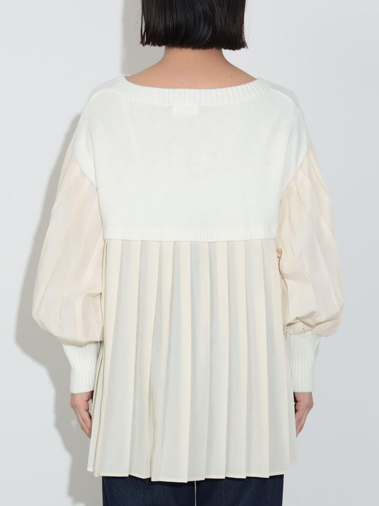 Beams Heart Mixed Material Combination One Size L/S Knit, Pullover, Women's, IVORY,
