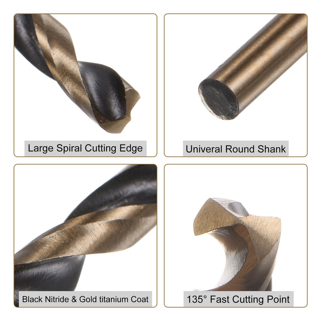 12pcs Jobber Drill Bits 1/2/3/4/5/6/7/8/9mm Titanium Coated HSS Split Point Twist Drill Bits for Stainless Steel Metal Wood