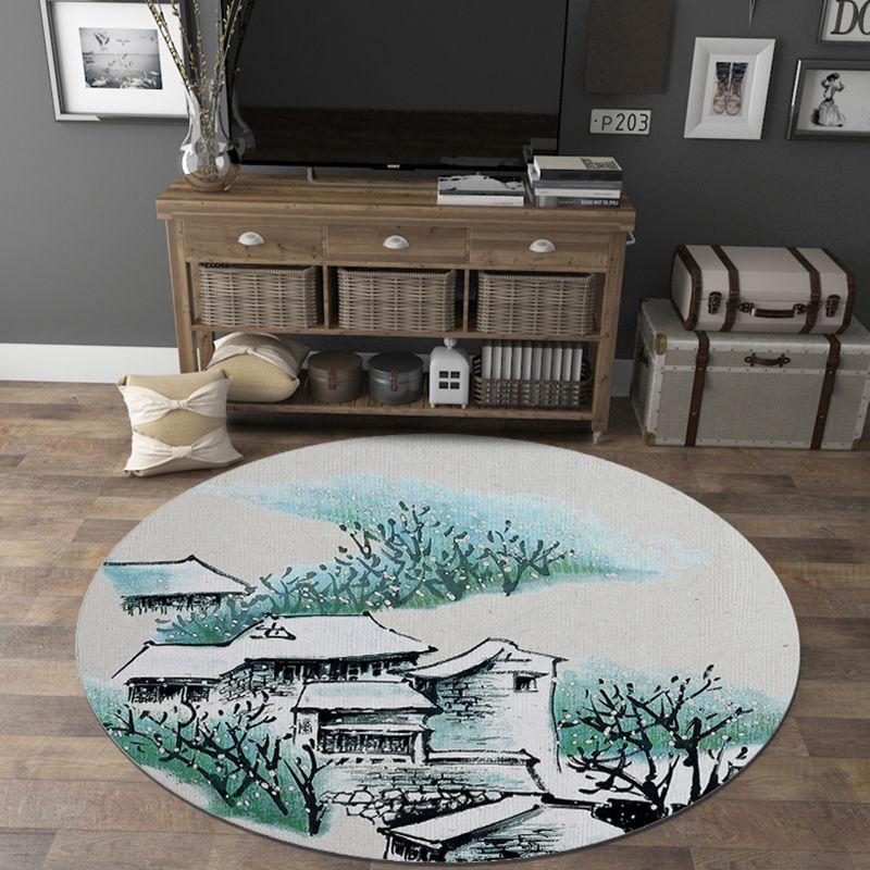 Chinese Style Round Carpet Living Room Tea Table Study Bedroom Bedside Fully Covered Washable and Customizable