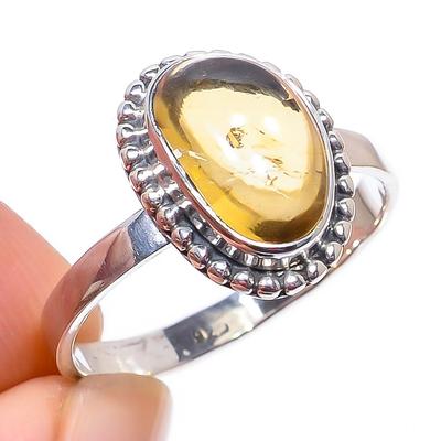 Natural Citrine Gemstone Handmade 925 Solid Sterling Silver Gift Ring S.9 B7A53