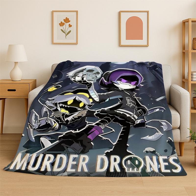 Cartoon Murder Drones Uzi V Robot Flannel Blanket Soft Warm Throw Blanket for Bedroom Living Room Bed Travel Camping Picnic