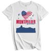 Montpelier Vermont Skyline American Flag Heart 4th of July T-Shirt