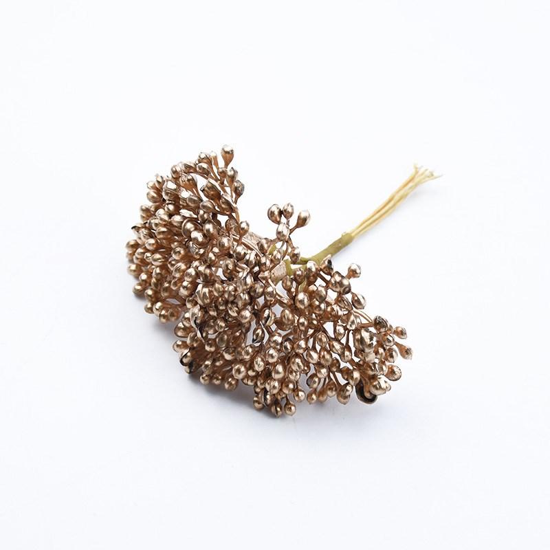 6pcs Artificial Plants Plastic Brooch Scrapbook Wedding Decorative Flowers Wreaths Diy Gifts Box Christmas Decorations for Home