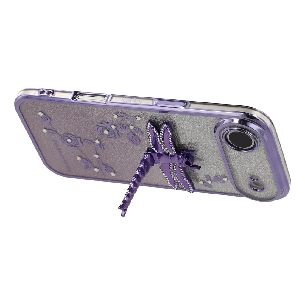 KADEM For iPhone 17 Air Case Dragonfly Kickstand TPU Flowers Glitter Phone Cover