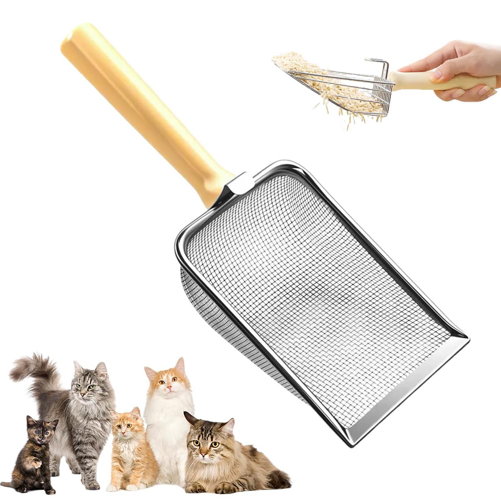 Cat Litter Metal Cat Litter With Wooden Holder Pet Poop Suitable For Clumping Cat Litter Dog Rabbit Kitty Litter Odor Control One Size