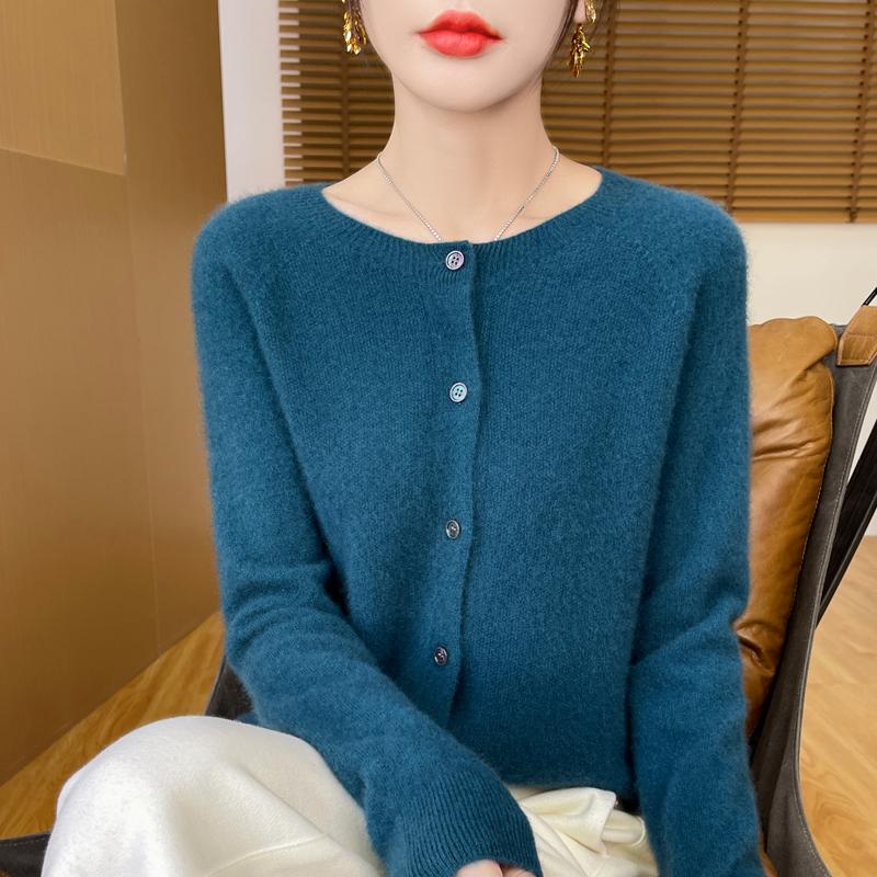 Qinghe Cashmere Women's 30% Cashmere Cardigan - Soft & Warm Wool Blend Sweater