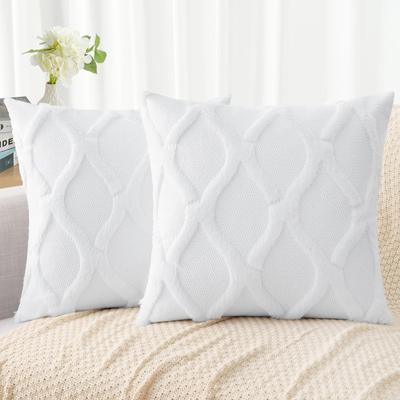 HAPIHAPPY Set of 2 Decorative Throw Pillow Covers Faux Fur Wool  Cushion Covers for Sofa Couch Living Room Bedroom 16X16 Inch