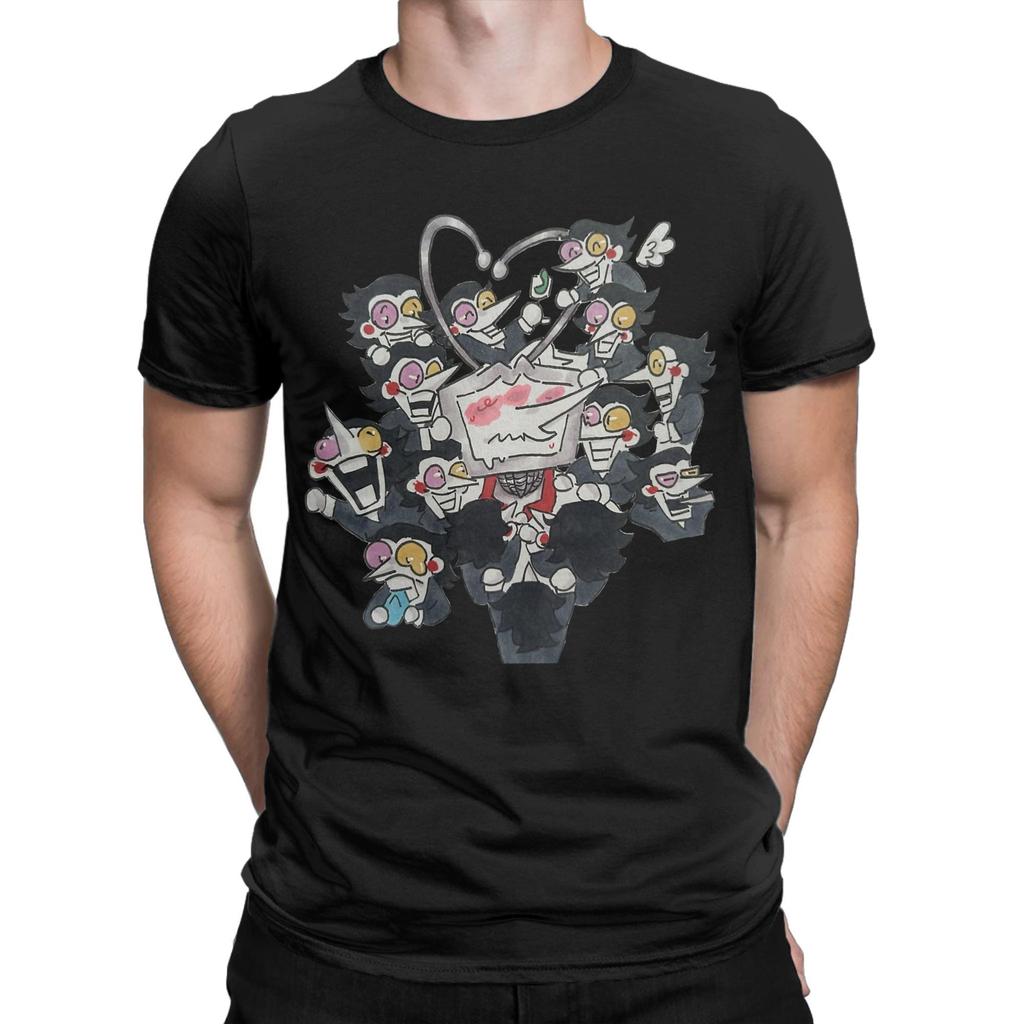 Tenna und die Spamlinge Deltarune T-Shirt für Herren Reine Baumwolle Einzigartige T-Shirts Rundhals Kurzarm Kleidung Übergröße