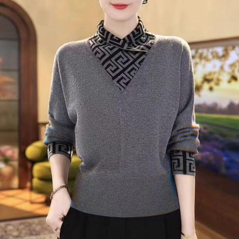 

Двусторонняя немецкая бархатная базовая футболка с полуворотником-стойкой, новая зимняя, внутренняя теплая, универсальная, с дизайном внахлест, футболка женская M серый