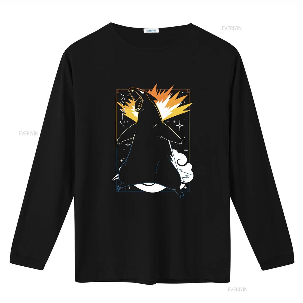 Typhlosion Black T Shirt Perfect For A Present Holiday Birthday Vintage Washed Breathable Casual Unisex Graphic Slightly