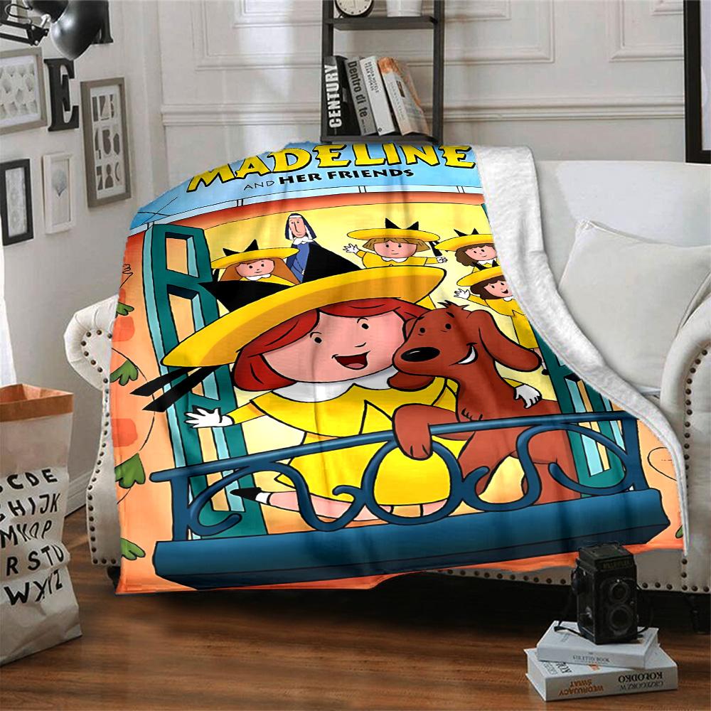 Madeline Friends Flannel Blanket Super Soft Warm Cozy Blanket for Sofa Bed Office Travel All‑Season Home Decor Gift