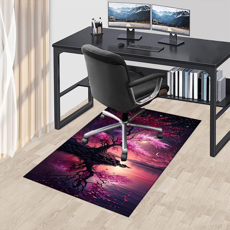 

1pc Anime Cherry Blossom Tree Chair Mat - Fantasy Office Rug with Moon and Stars, Suitable for Home Decor, Game Room, Seasonal Gift.A097 60cm by 90cm