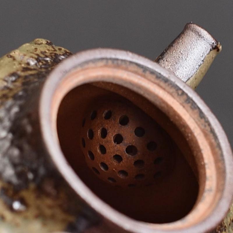 100ML Old Rock Mud Square Teapot  Retro Ceramic Tea Brewing Tea Pot Kung Fu Teapot Ball Hole Filter Tea Kettle Tea Ceremony