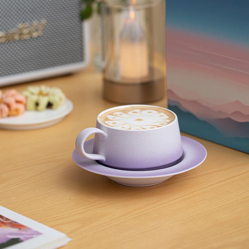 High-End Gradient Ceramic Coffee Cup & Saucer Set for Afternoon Tea
