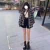 2024 Korean Retro Plaid Long Sleeve Loose Women's Cardigan Blouse: Spring/Autumn Sweet Lazy Style